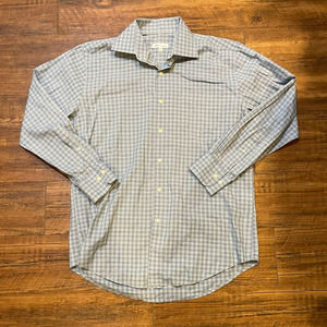 PETER MILLAR lavender blue button front SHIRT long sleeve Medium cotton spandex